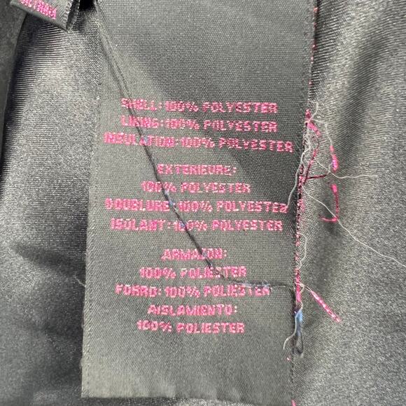 Betsey Johnson black quilted coat jacket heart button snap closure size M - Picture 7 of 7